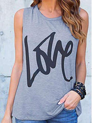 Casual Sleeveless Round Neck Printed T-Shirts