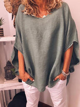 Women Plain Round Neck Bat Sleeve Half Length T-shirts