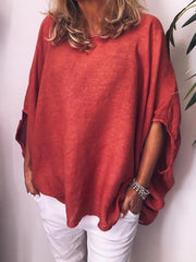 Women Plain Round Neck Bat Sleeve Half Length T-shirts