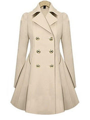 Appealing Pleated Lapel Breasted Trench-Coat