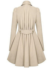 Appealing Pleated Lapel Breasted Trench-Coat