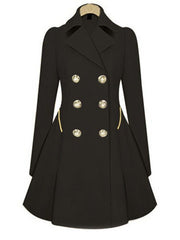 Appealing Pleated Lapel Breasted Trench-Coat