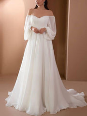 Elegant fashion white off shoulder long sleeve evening dresses