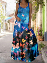 Women butterfly printed long dress maxi dresses