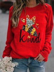 Crew Neck Long Sleeve Printed Casual Sweatshirt