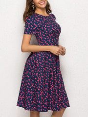 Vintage A-linen Printed Short Sleeve Skater Dresses