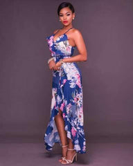 Sexy Print Sleeveless Halt Skater Dresses
