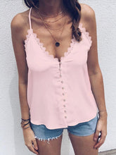 Chic Women V neck Strap Pink Vests