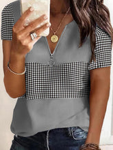 Women stylish short sleeve zipper T-shirts