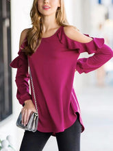 Woman off shoulder Flouncing Fashion Long Sleeve T-shirts