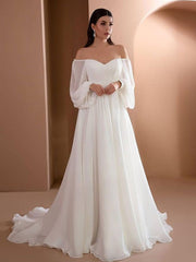 Elegant fashion white off shoulder long sleeve evening dresses