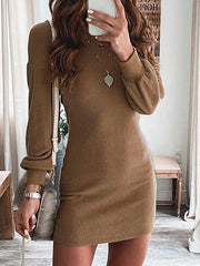 Women sexy back design plain long sleeve bodycon dresses
