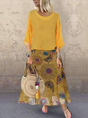 Chiffon Printed Bohemia Long Loose Vacation Dresses