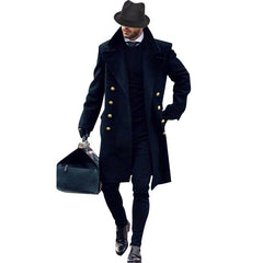 Men's Mid-Length Double-Breasted Loose-Fitting Lapel Trench Coat