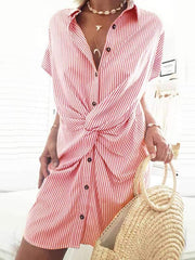 Women turn down neck short sleeve tie bodycon dresses