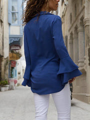 Casual Chiffon Women Long Sleeve Plain Blouses