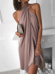Women plain tie neck fashion Bodycon dresses