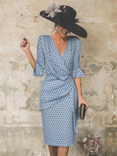 Crew Neck Cutout Flounce Belt Loops Ruffles Polka Dot Petal Sleeve Bodycon Dresses