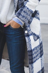 Shawl Collar Long Plaid Coat