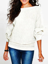 Round Neck Plain Batwing Sleeve Sweaters