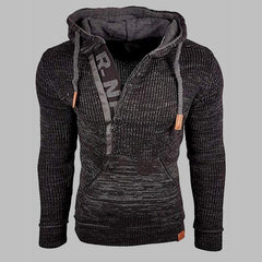 Melange Hooded Pullover Knit Sweater