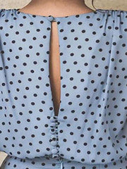 Crew Neck Cutout Flounce Belt Loops Ruffles Polka Dot Petal Sleeve Bodycon Dresses