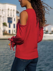 Round Leader Neck Band With Long Sleeves And Shoulder Drop T-Shirt
