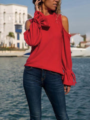 Round Leader Neck Band With Long Sleeves And Shoulder Drop T-Shirt