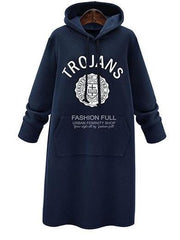 Woman Casual Word Print Long Style Hooded