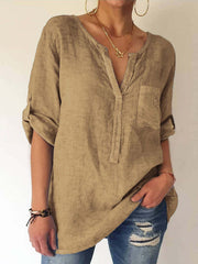 Shirt Collar Shift Casual Long Sleeve Shirts & Tops