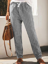 Casual Striped long fashion loose waist pants
