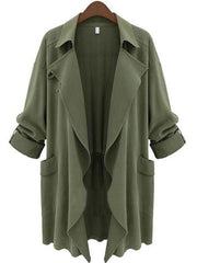 European Style Lapel Plain Overcoats Trench Coats