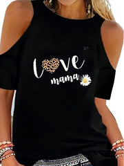 Off shoulder women round neck printed butterfly T-shirts