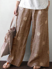 Loose Polka Dot Wave Pot Printed Long Wide leg pants