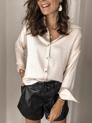 Women stylish printed turn down neck blouses