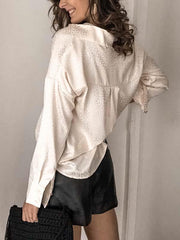 Women stylish printed turn down neck blouses