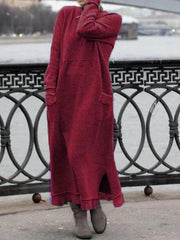 Women round neck long maxi sweater dresses