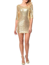 Sexy Sequin Half Sleeves Zipper Mini Dress Evening Dress