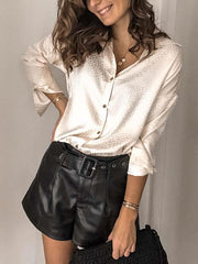 Women stylish printed turn down neck blouses