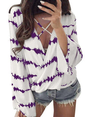 Fashion Loose Print V neck T-Shirts