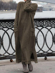 Women round neck long maxi sweater dresses