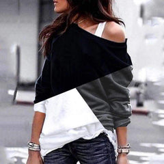 Fashion Off shoulder Gored Long sleeve Sweatshirts