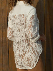 Fashion Lace See-Through Long Sleeve blouses