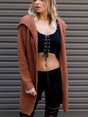 New Loose Hooded Knit Sweaters Outwear