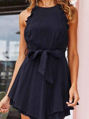 Sexy Backless Sleeveless strapless halter mini Skater dress