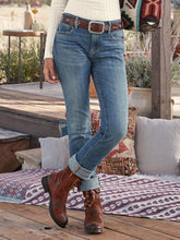 Blue Vintage Denim Pockets Plain Pants