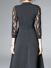 Fashion Lace Long sleeve Round neck Skater Dresses