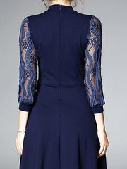 Fashion Lace Long sleeve Round neck Skater Dresses