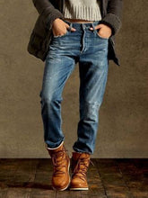 Vintage Blue Denim Washed Shift Casual Pants