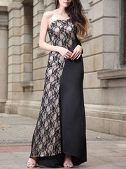 Sexy Lace Slit One Off Shoulder Evening Dress